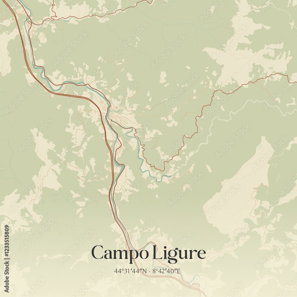Obraz premium Vintage map of Campo Ligure, Italy.