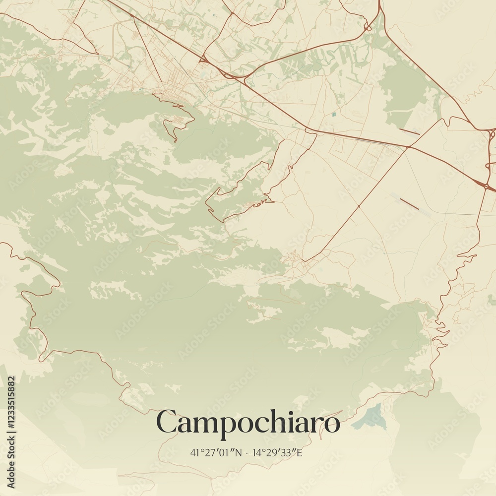 Obraz premium Vintage map of Campochiaro, Italy.
