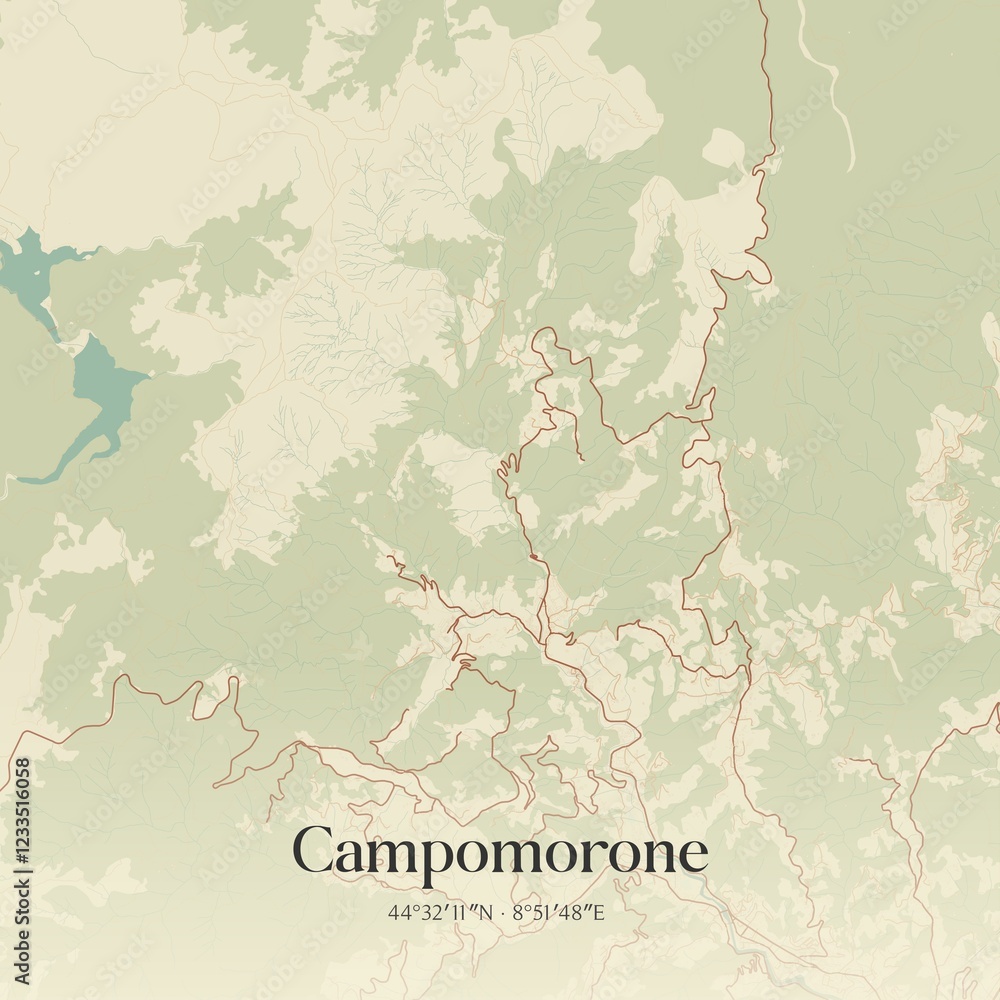 Obraz premium Vintage map of Campomorone, Italy.