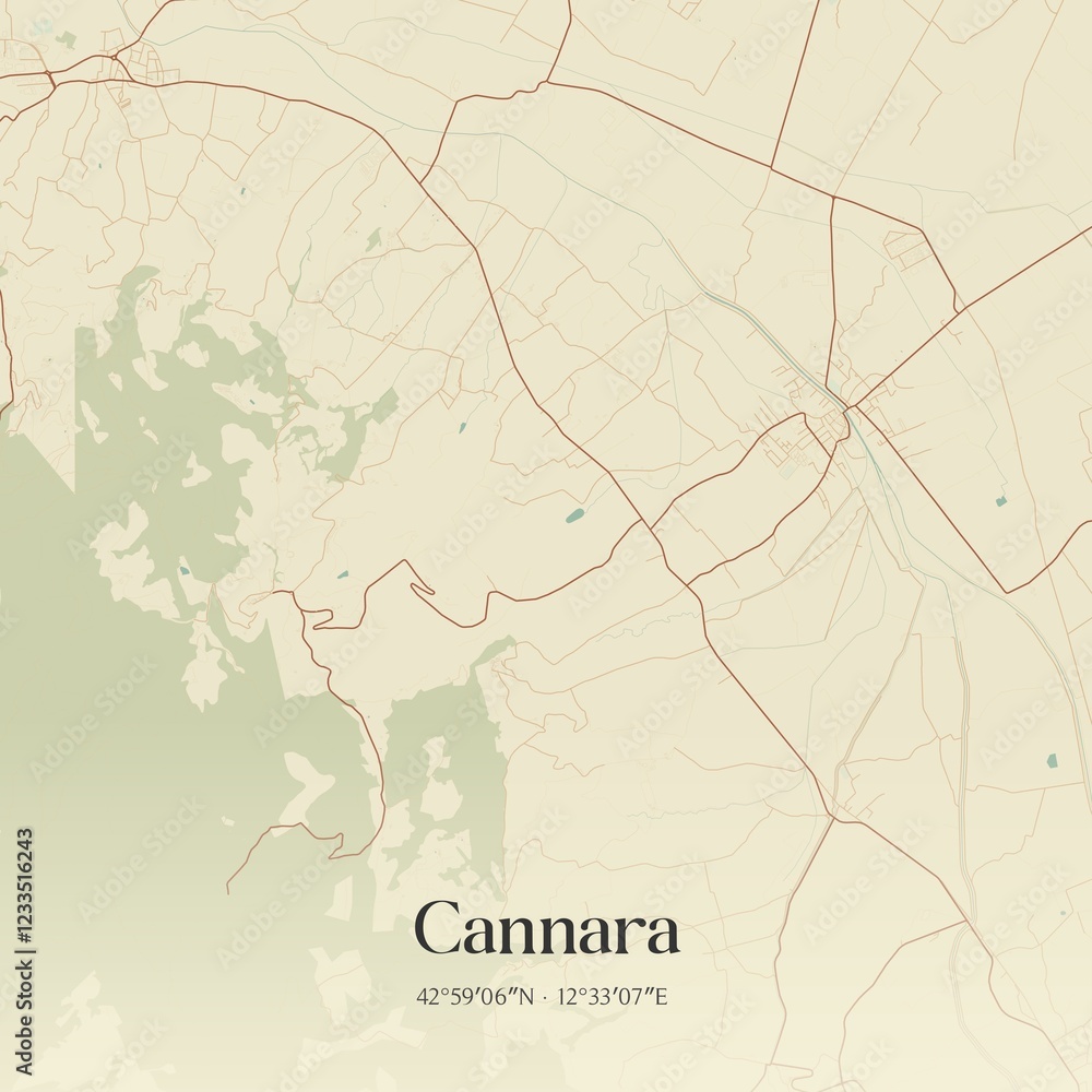 Fototapeta premium Vintage map of Cannara, Italy.