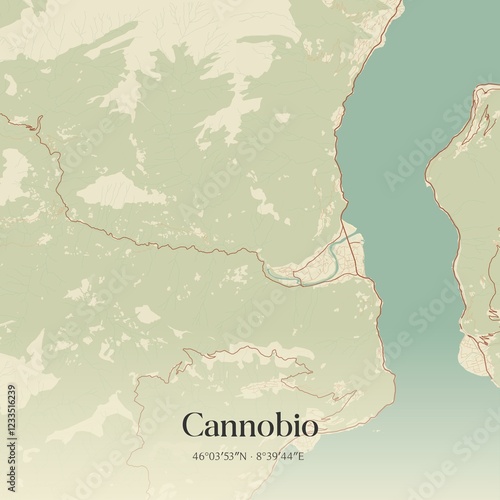 Tableau sur toile Vintage map of Cannobio, Italy.