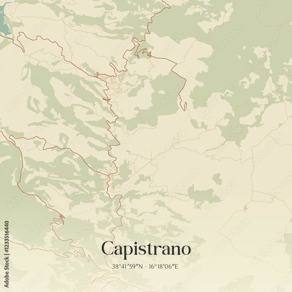 Fototapeta premium Vintage map of Capistrano, Italy.