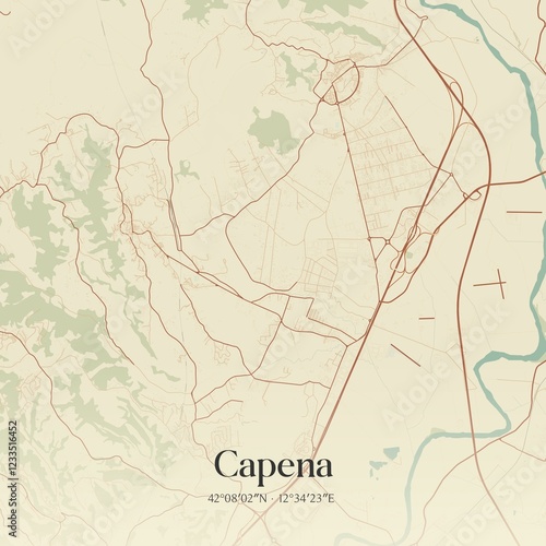Tableau sur toile Vintage map of Capena, Italy.
