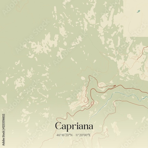 Fototapeta Naklejka Na Ścianę i Meble -  Vintage map of Capriana, Italy.