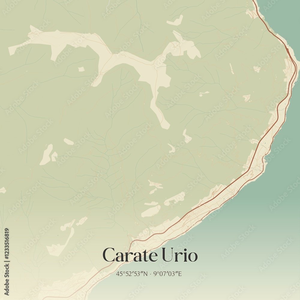 Vintage map of Carate Urio, Italy.