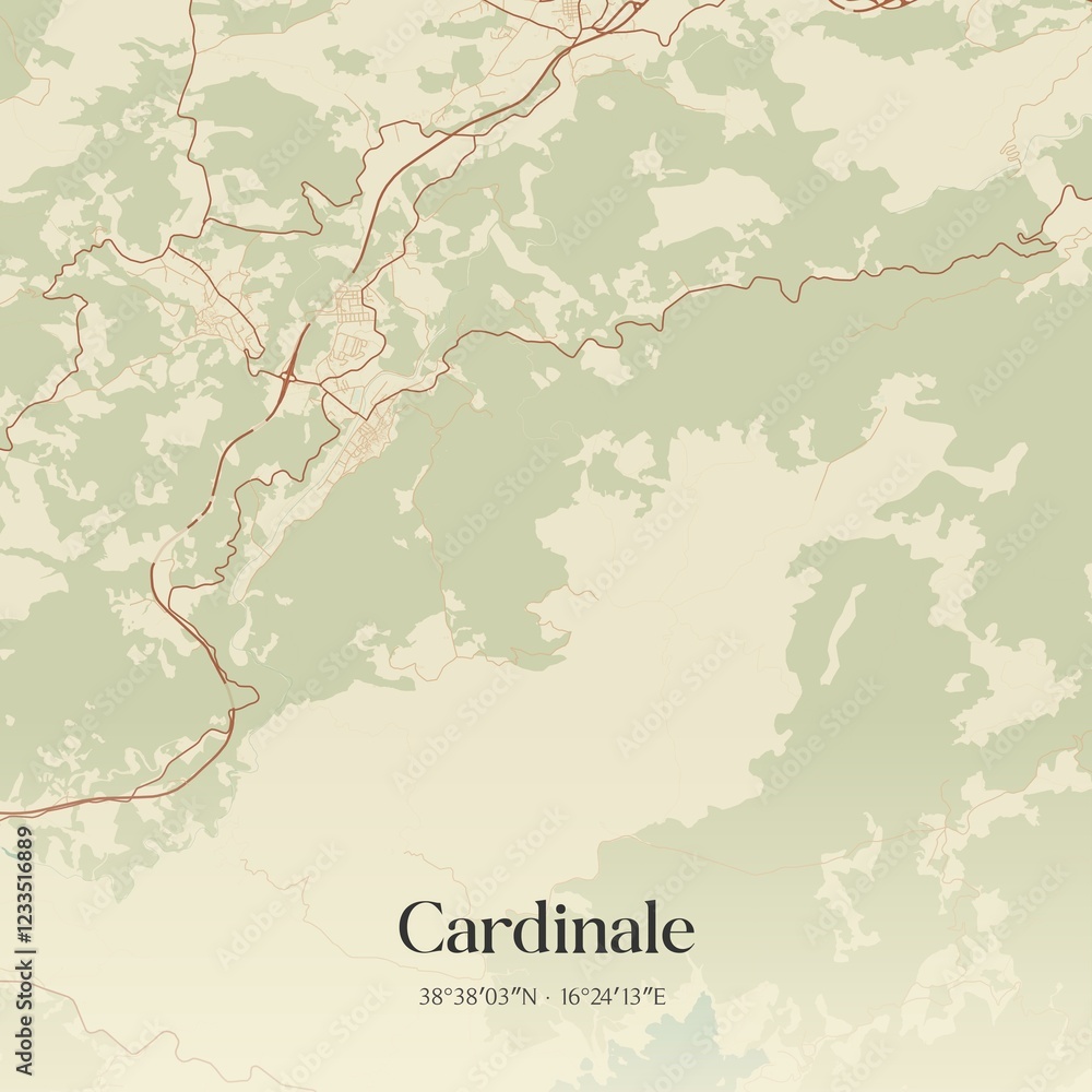 Fototapeta premium Vintage map of Cardinale, Italy.