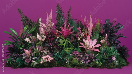 Lush Pink Purple Tropical Plant Arrangement photo