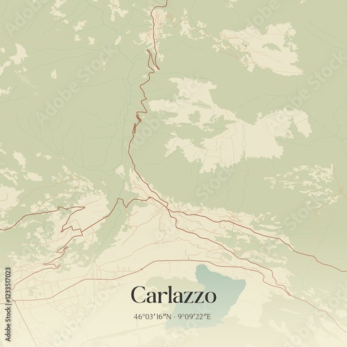 Vintage map of Carlazzo, Italy. photo