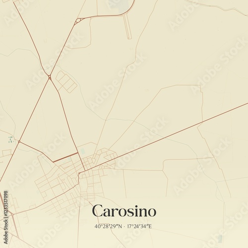 Vintage map of Carosino, Italy. photo