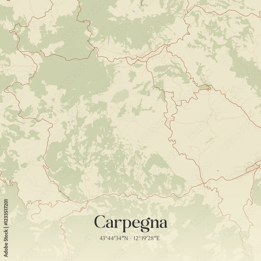 Obraz premium Vintage map of Carpegna, Italy.