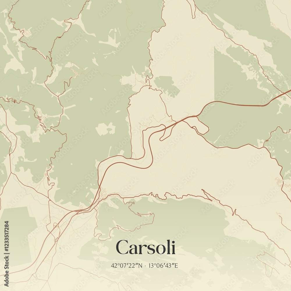 Fototapeta premium Vintage map of Carsoli, Italy.