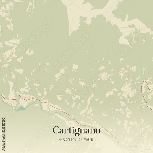 Vintage map of Cartignano, Italy. photo