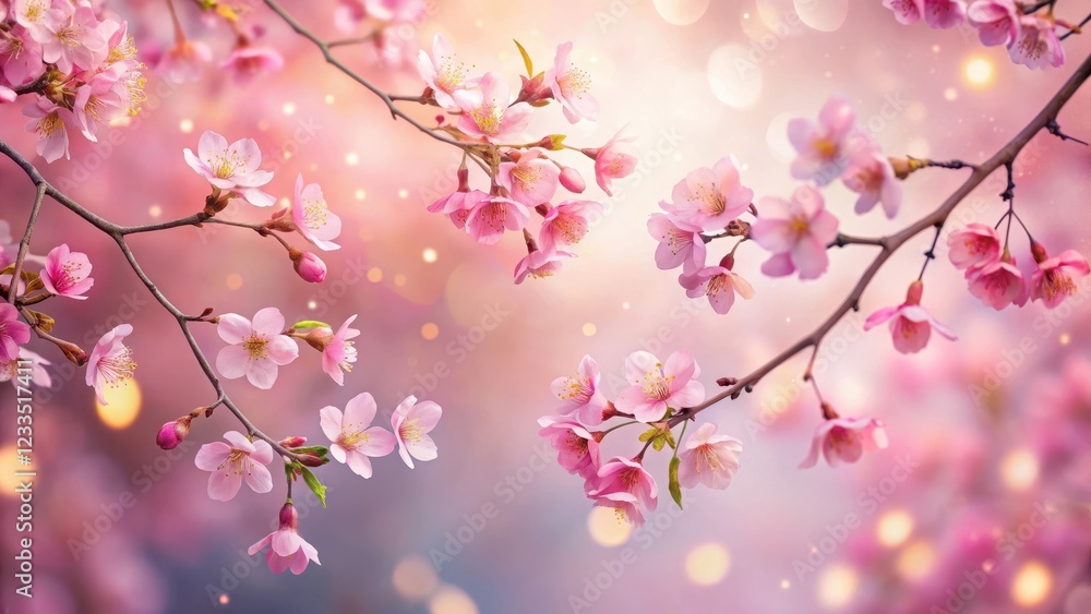Delicate pink cherry blossom branches with soft focus and warm light , whimsical, watercolor, whimsical,watercolor,autumn,floral,focal Delicate pink cherry blossom branches with soft focus and warm light , whimsical, watercolor, whimsical,watercolor,autumn,floral,focal
