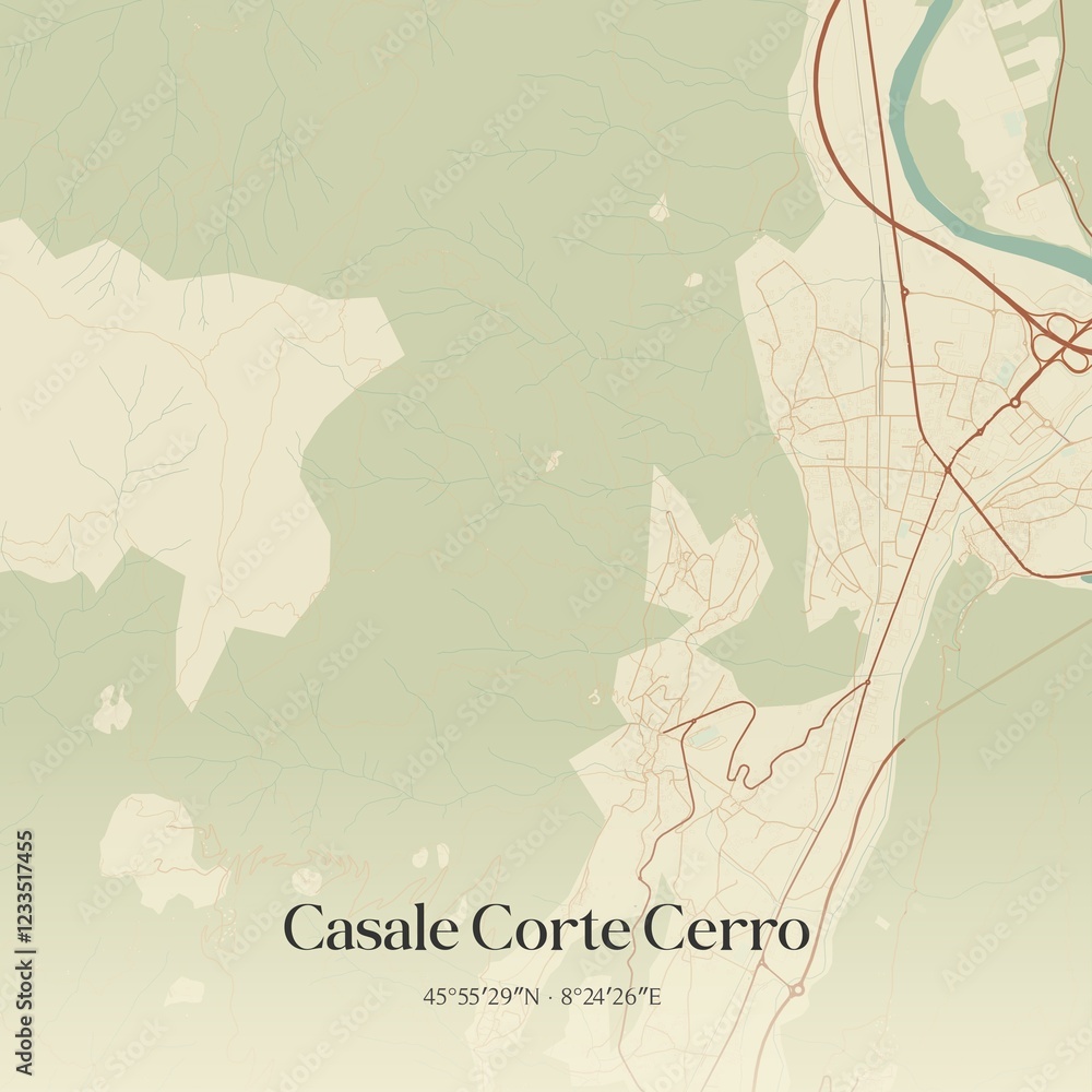 Obraz premium Vintage map of Casale Corte Cerro, Italy.