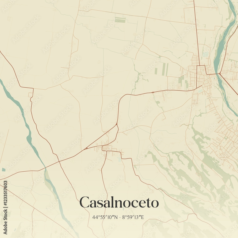 Obraz premium Vintage map of Casalnoceto, Italy.