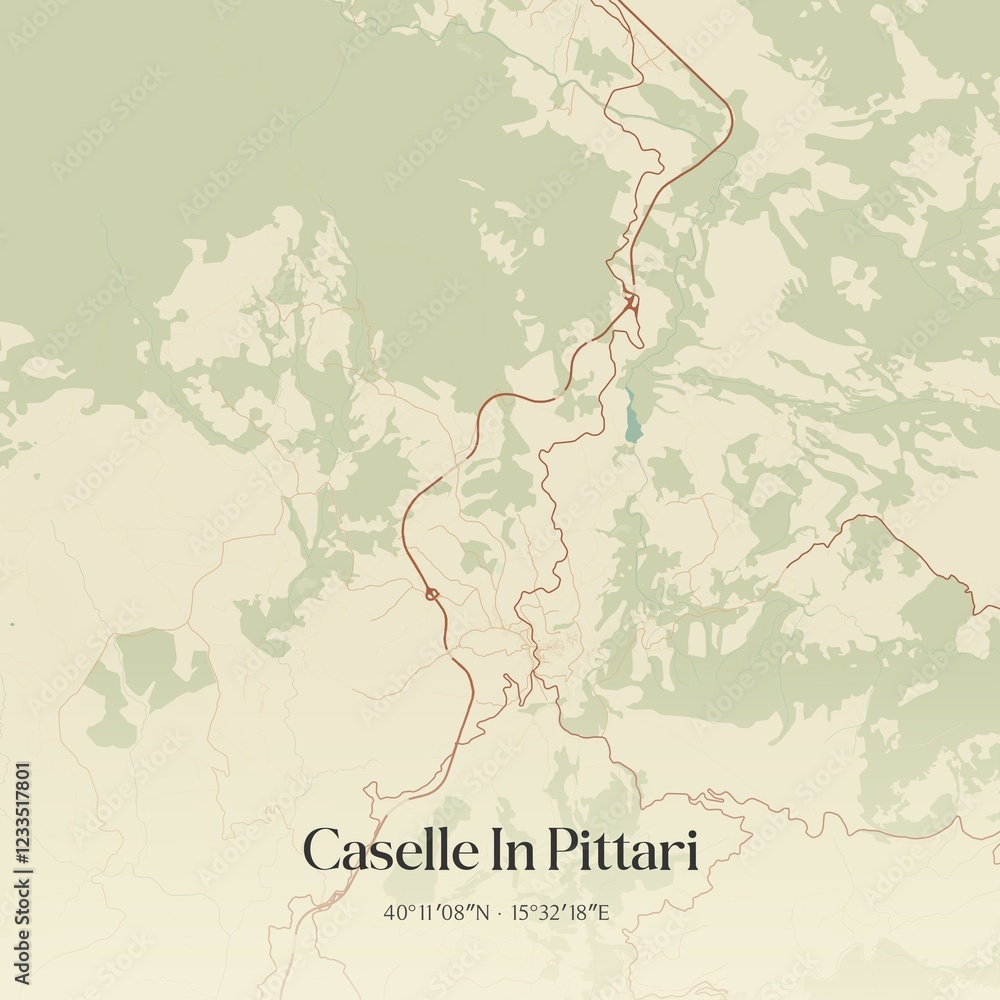 Obraz premium Vintage map of Caselle In Pittari, Italy.