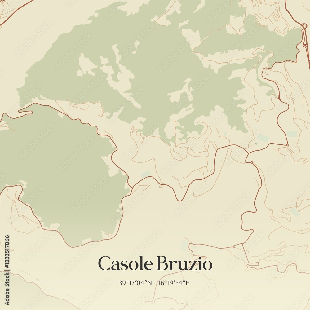 Obraz premium Vintage map of Casole Bruzio, Italy.