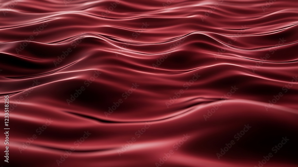 Fototapeta premium Abstract Red Wavy Fabric Surface Texture