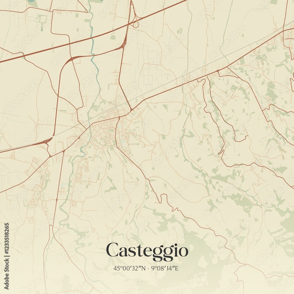 Obraz premium Vintage map of Casteggio, Italy.