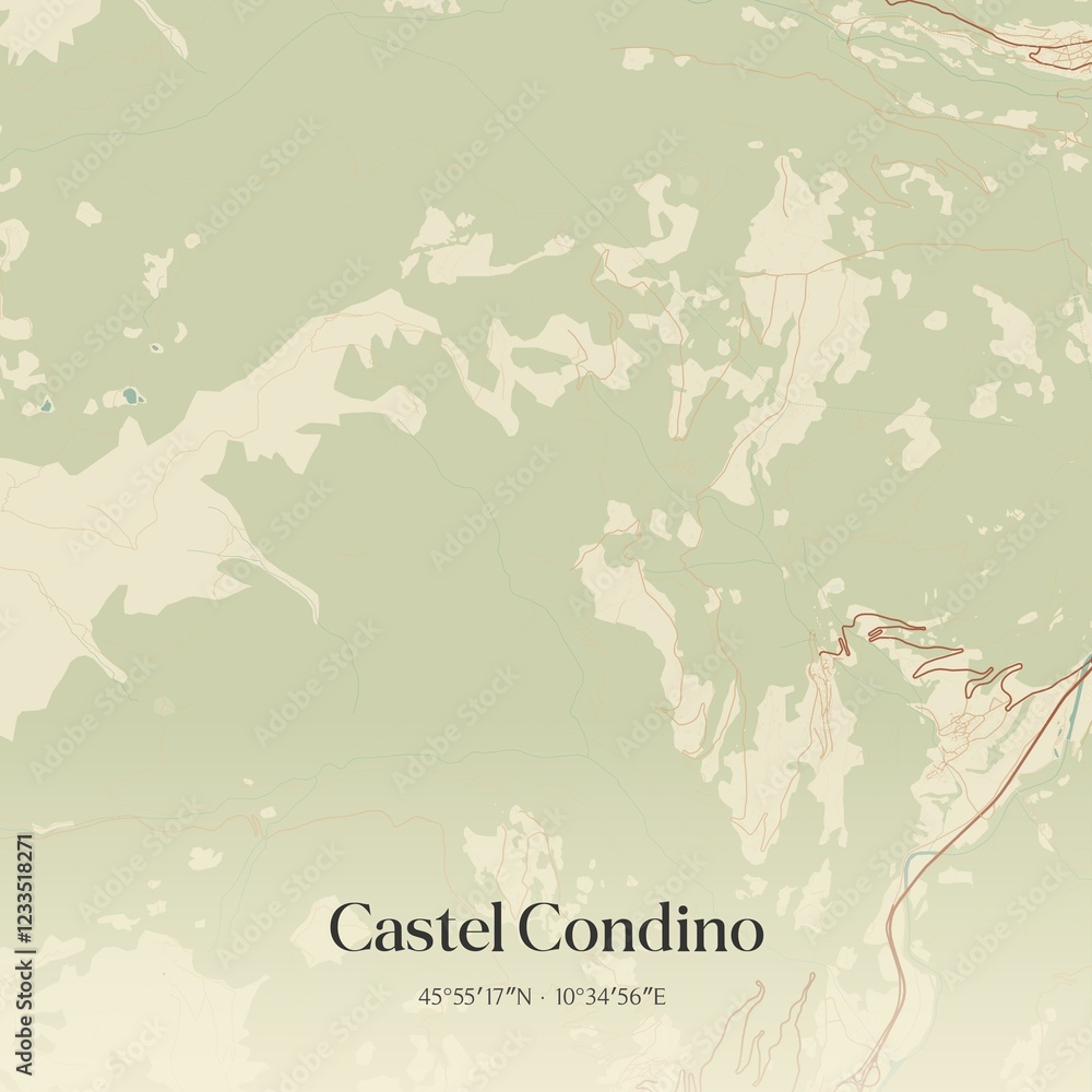 Obraz premium Vintage map of Castel Condino, Italy.