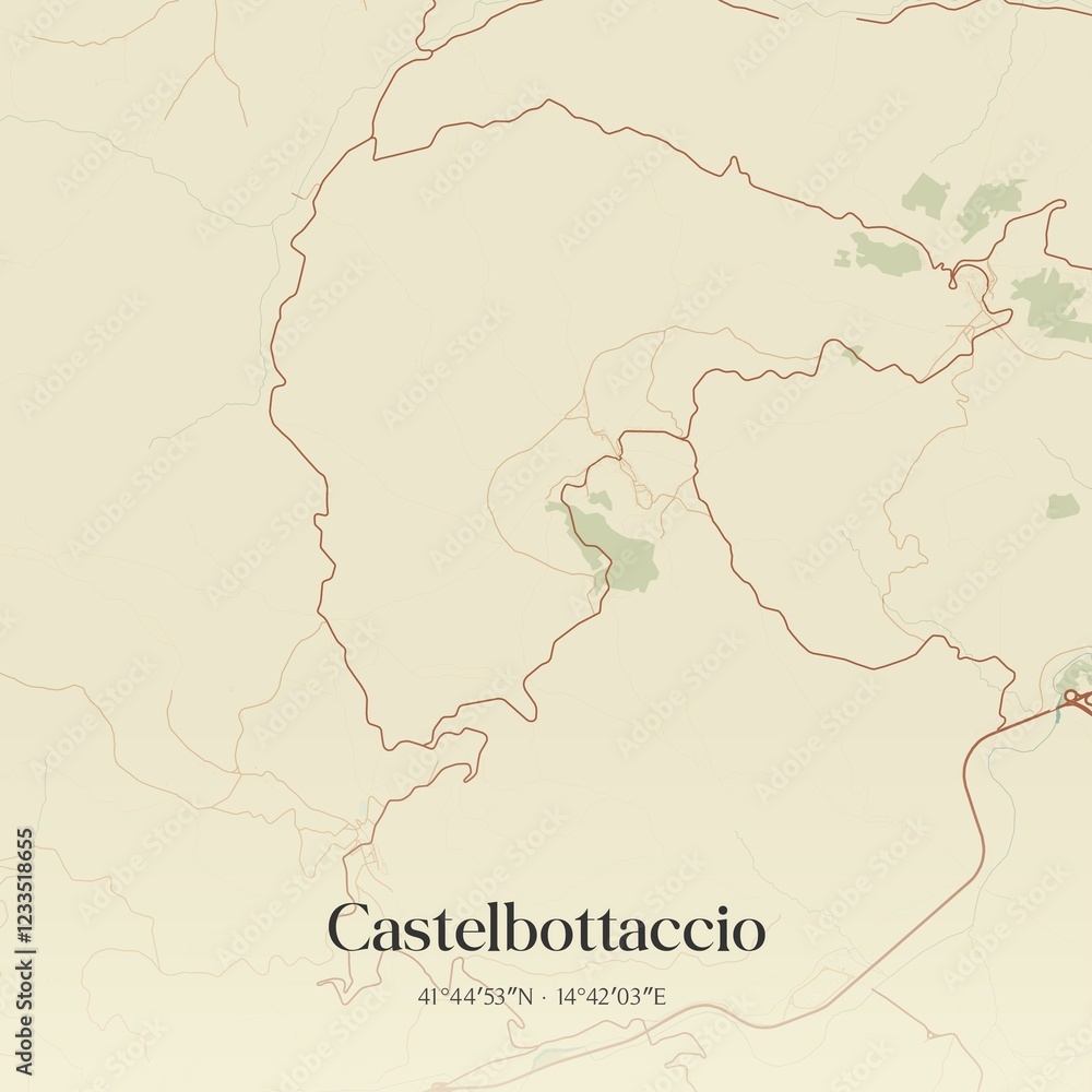 Fototapeta premium Vintage map of Castelbottaccio, Italy.