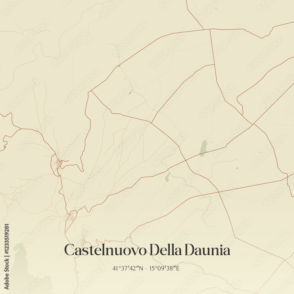 Fototapeta premium Vintage map of Castelnuovo Della Daunia, Italy.