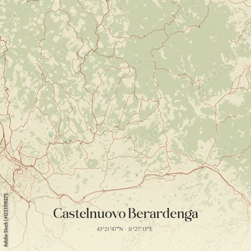 Vintage map of Castelnuovo Berardenga, Italy. photo