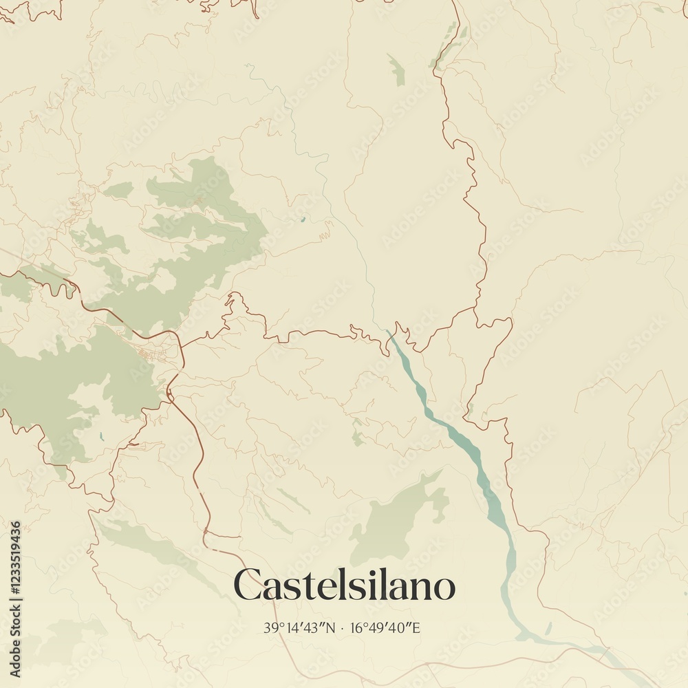 Naklejka premium Vintage map of Castelsilano, Italy.