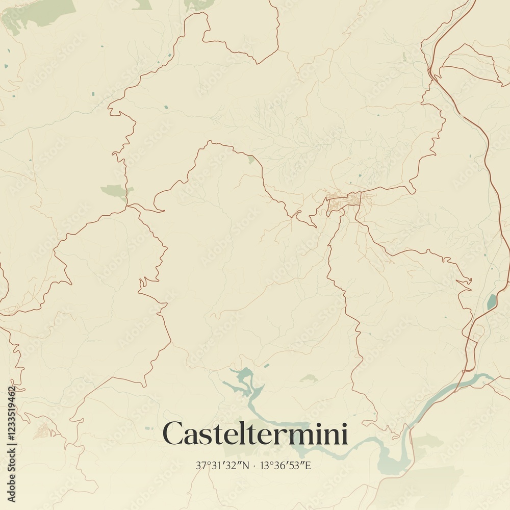 Fototapeta premium Vintage map of Casteltermini, Italy.