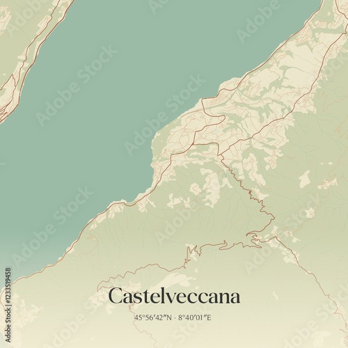 Vintage map of Castelveccana, Italy. photo