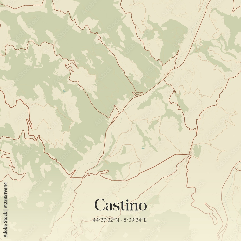 Fototapeta premium Vintage map of Castino, Italy.