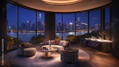 Luxurious Apartment Night Cityscape View