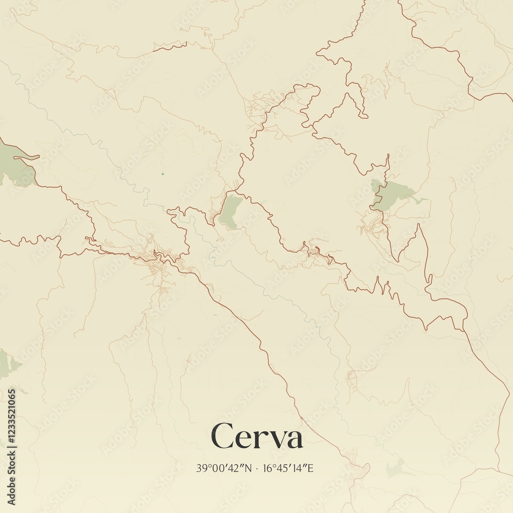 Fototapeta premium Vintage map of Cerva, Italy.
