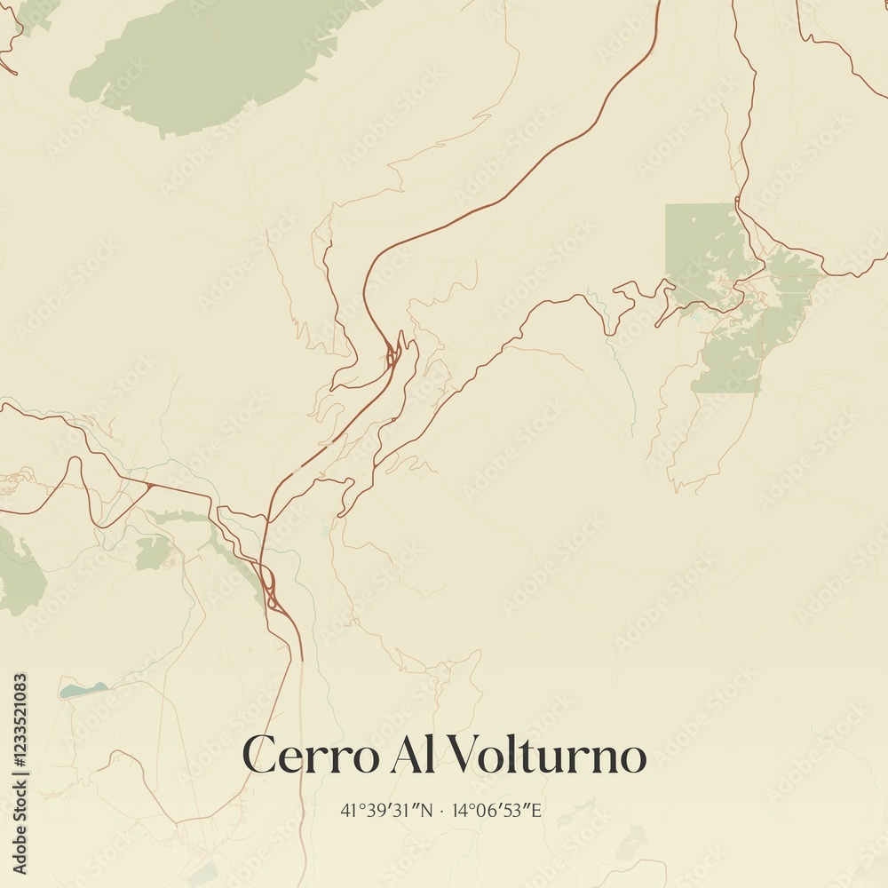 Obraz premium Vintage map of Cerro Al Volturno, Italy.