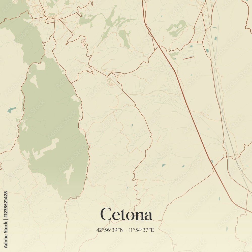 Fototapeta premium Vintage map of Cetona, Italy.