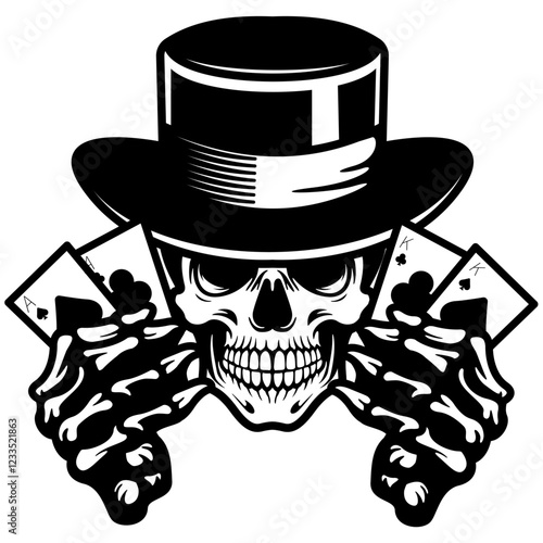 Dead Man Hand | Skull Ace Cards | Dead Mafia | Skull Gambler | Gambling Cards | Skull Deck of Cards | Skull Cards | Clove & Diamond | Original Illustration | Vector and Clipart | Cutfile and Stencil