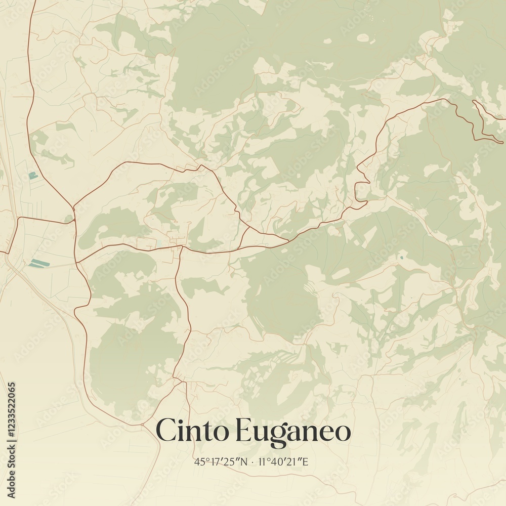 Fototapeta premium Vintage map of Cinto Euganeo, Italy.