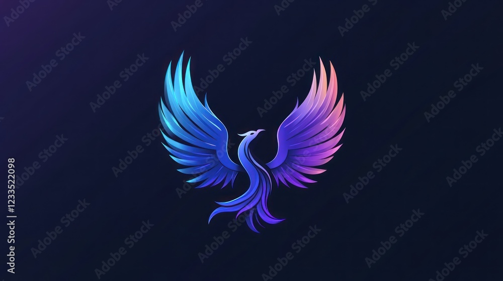 Obraz premium A vibrant stylized phoenix bird in flight