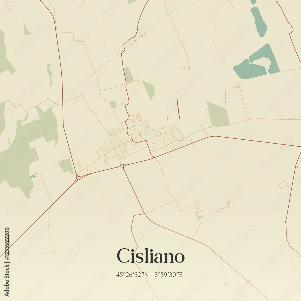 Fototapeta premium Vintage map of Cisliano, Italy.