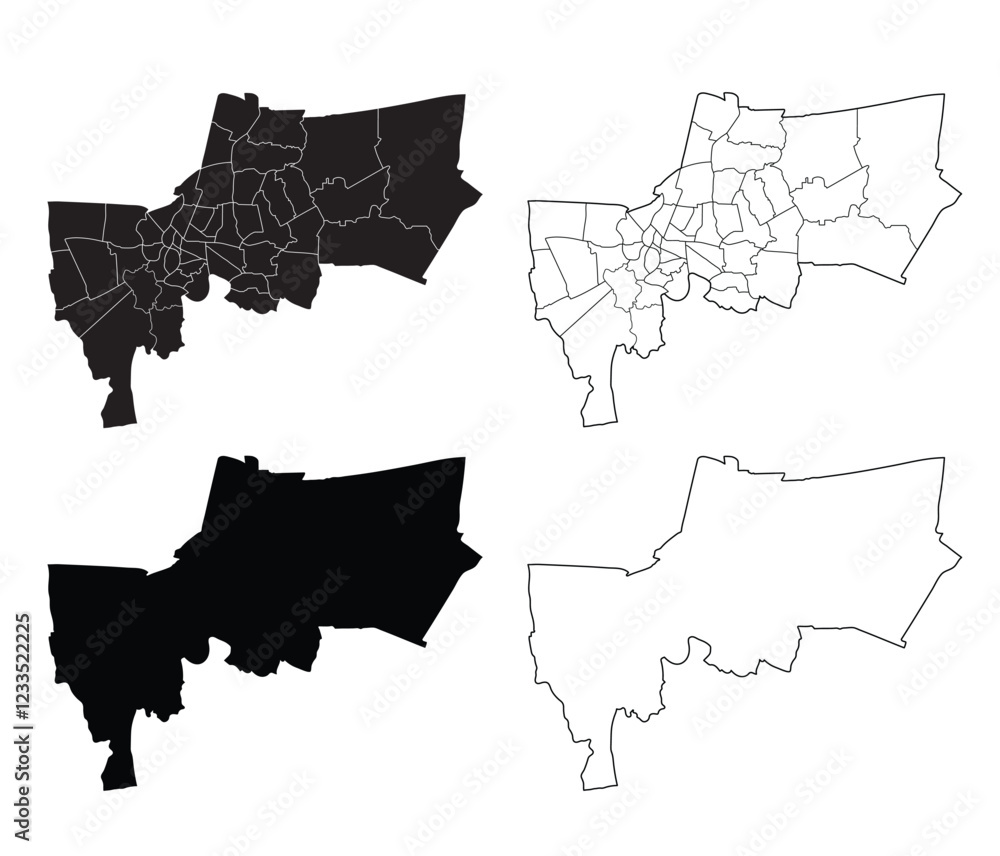 Naklejka premium Bangkok map is a province of Thailand, Graphic vector