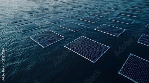 Overhead View of Aerial Ocean Grid-Like Structure for Renewable Energy Solutions and Sustainability Efforts photo