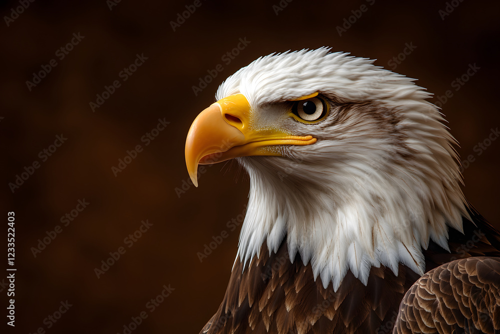 Majestic bald eagle with striking features and intense gaze Majestic bald eagle with striking features and intense gaze