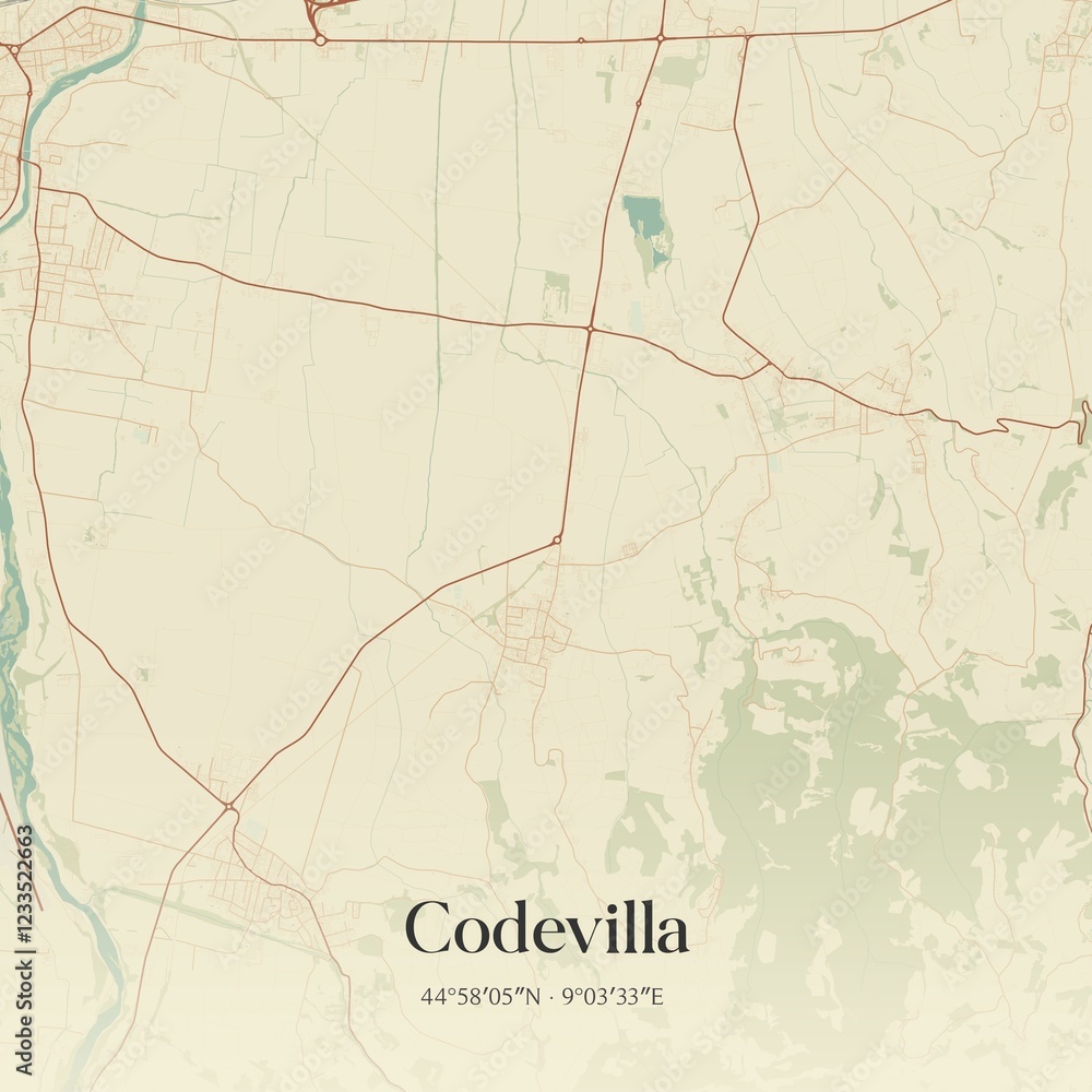 Fototapeta premium Vintage map of Codevilla, Italy.