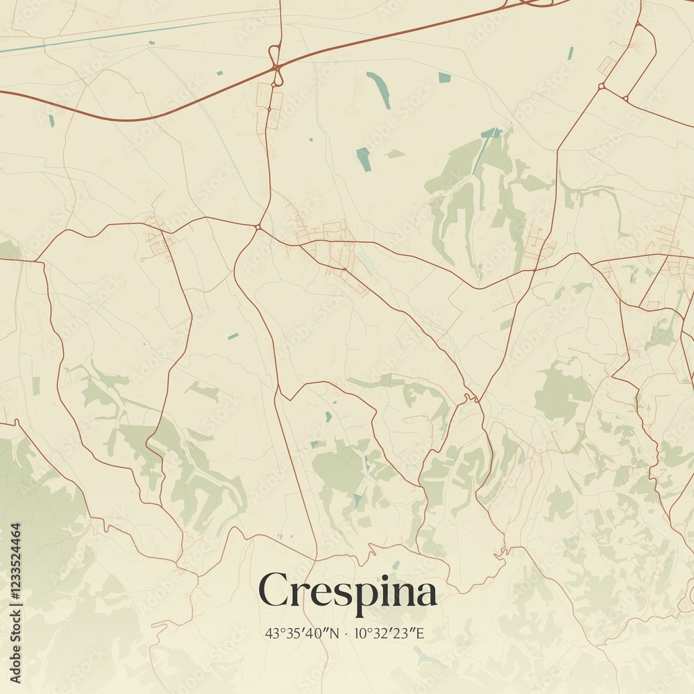 Fototapeta premium Vintage map of Crespina, Italy.