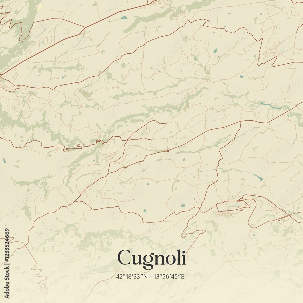 Fototapeta premium Vintage map of Cugnoli, Italy.