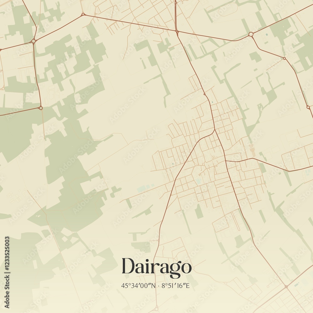 Fototapeta premium Vintage map of Dairago, Italy.