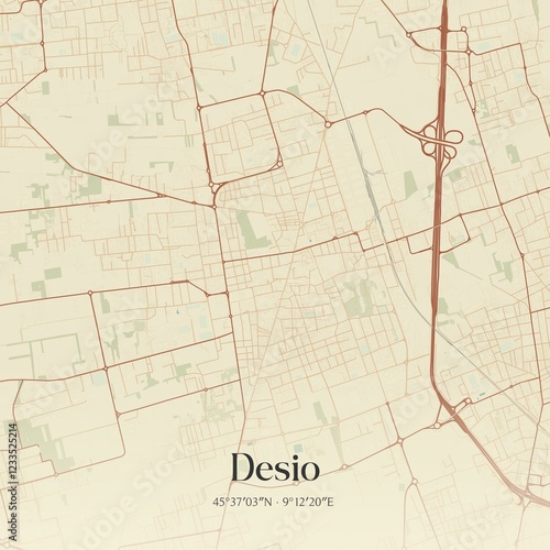 Vintage map of Desio, Italy.