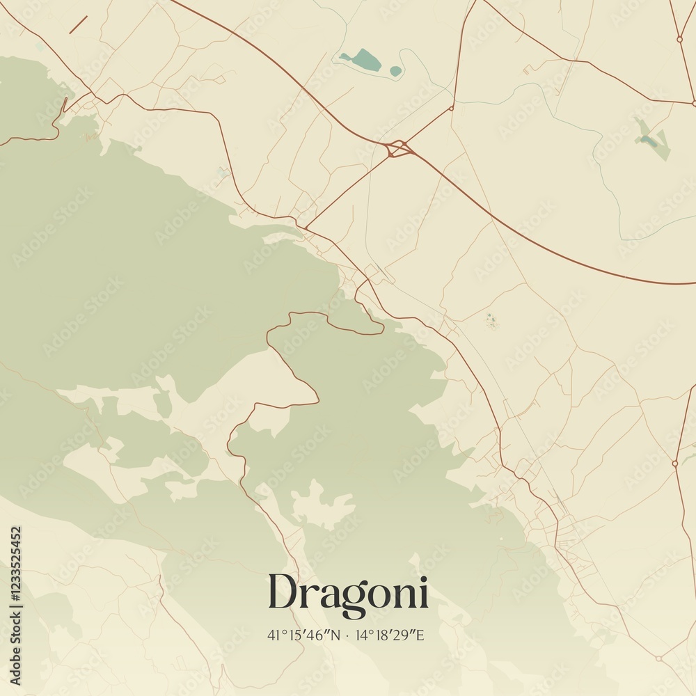 Obraz premium Vintage map of Dragoni, Italy.