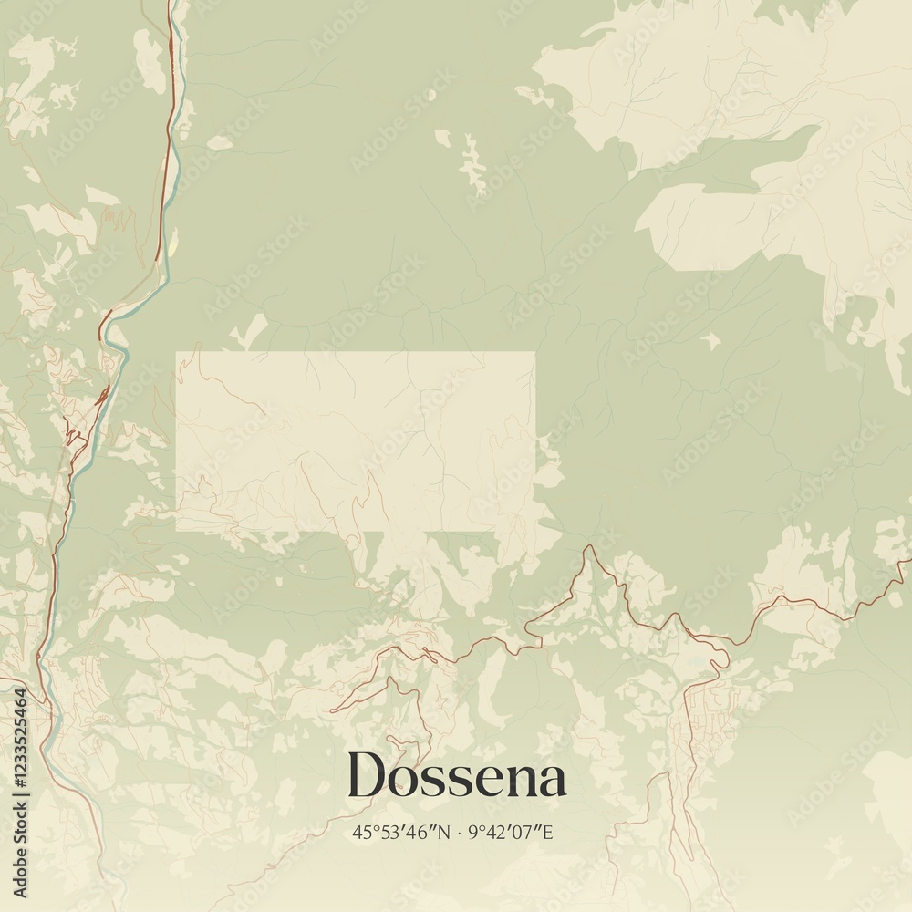 Fototapeta premium Vintage map of Dossena, Italy.