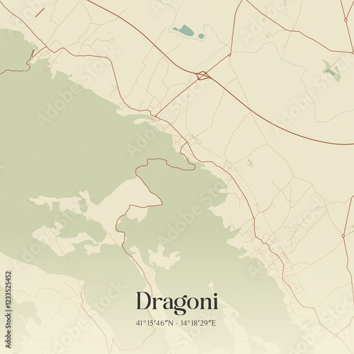 Vintage map of Dragoni, Italy. photo